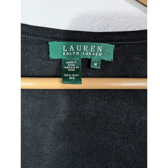 Ralph Lauren Black Silk Open Front Cardigan Top Size M - Picture 3 of 7